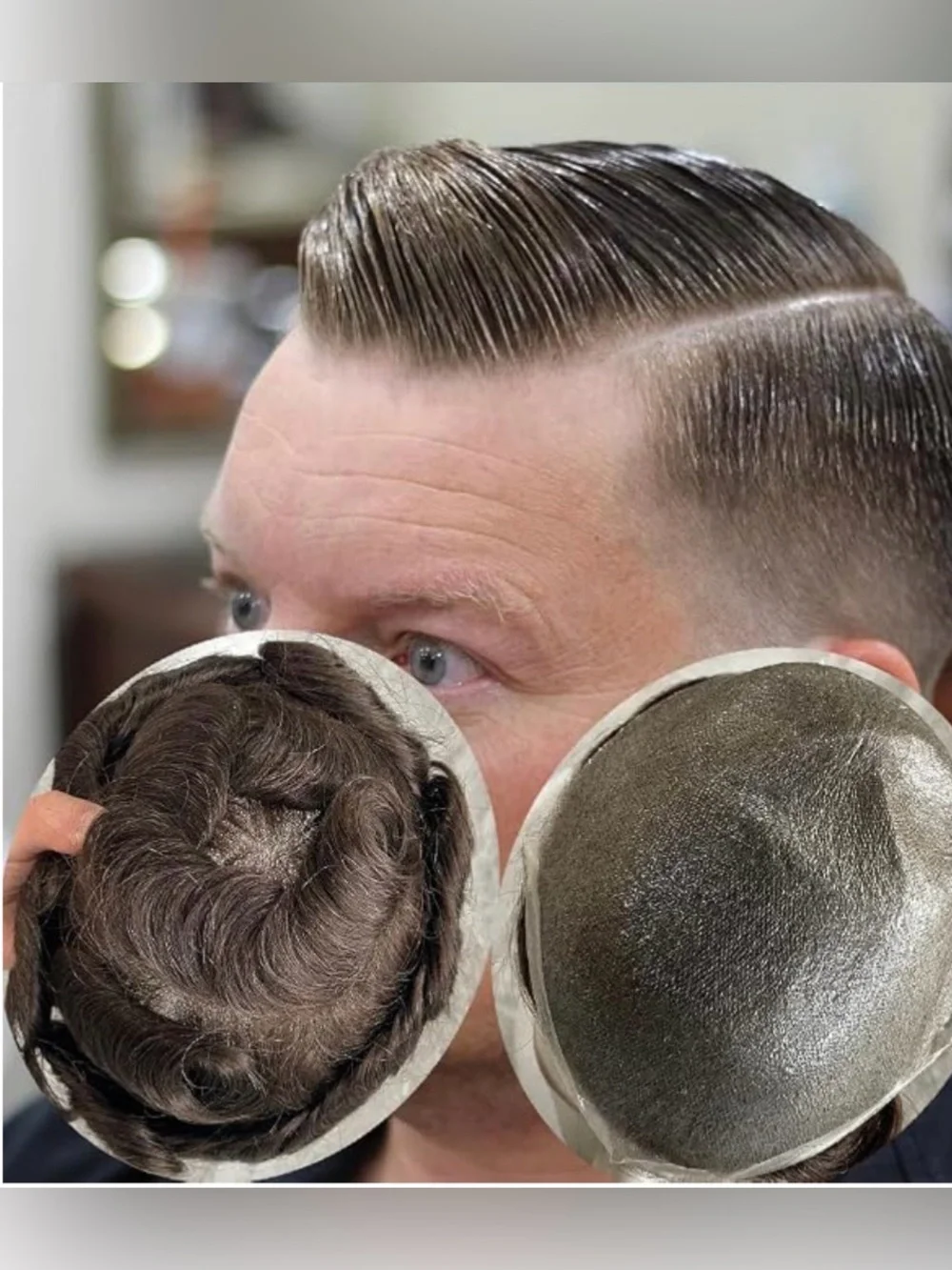 Medium Brown #4 Men’s Toupee 100% Human Hair 8x10 Ultra Thin Skin Base 082